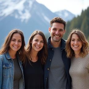 Das Team von Alpine Gateway lächelt vor der österreichischen Berglandschaft