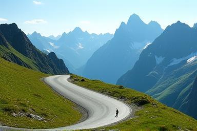 Kurvenreiche Straße auf der Großglockner Hochalpenstraße mit Alpenblick